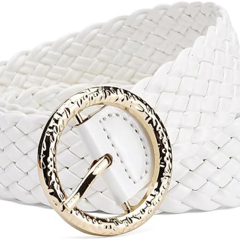 Women's Faux Leather Woven Belts Adjustable Chic Accessories for Dresses Jeans